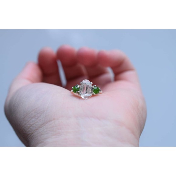 Natural Emerald Ring alternative Diamond Engagement Ring Sterling Silver… - Picture 9 of 10